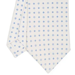CRAVATTA SARTORIALE CLASSICA IN SETA BIANCA Microfantasia fiore
