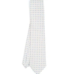 CRAVATTA SARTORIALE CLASSICA IN SETA BIANCA Microfantasia fiore