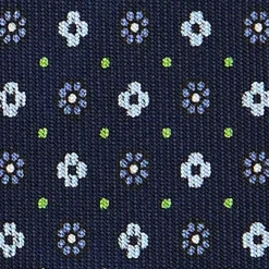 CRAVATTA SARTORIALE CLASSICA IN SETA BLU SCURO Microfantasia fiore