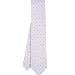 CRAVATTA SARTORIALE CLASSICA IN SETA GRIGIO CHIARO Microfantasia fiore