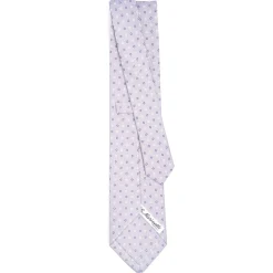 CRAVATTA SARTORIALE CLASSICA IN SETA GRIGIO CHIARO Microfantasia fiore