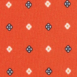 CRAVATTA SARTORIALE CLASSICA IN SETA ARANCIONE Microfantasia fiore
