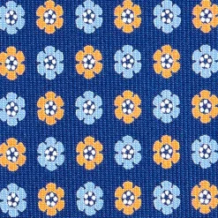 CRAVATTA SARTORIALE CLASSICA IN SETA BLU Microfantasia fiore