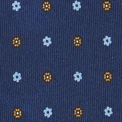 CRAVATTA SARTORIALE CLASSICA IN SETA BLU SCURO Microfantasia fiore