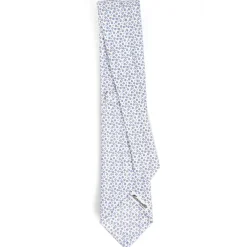 CRAVATTA SARTORIALE CLASSICA IN SETA BIANCA Microfantasia fiore