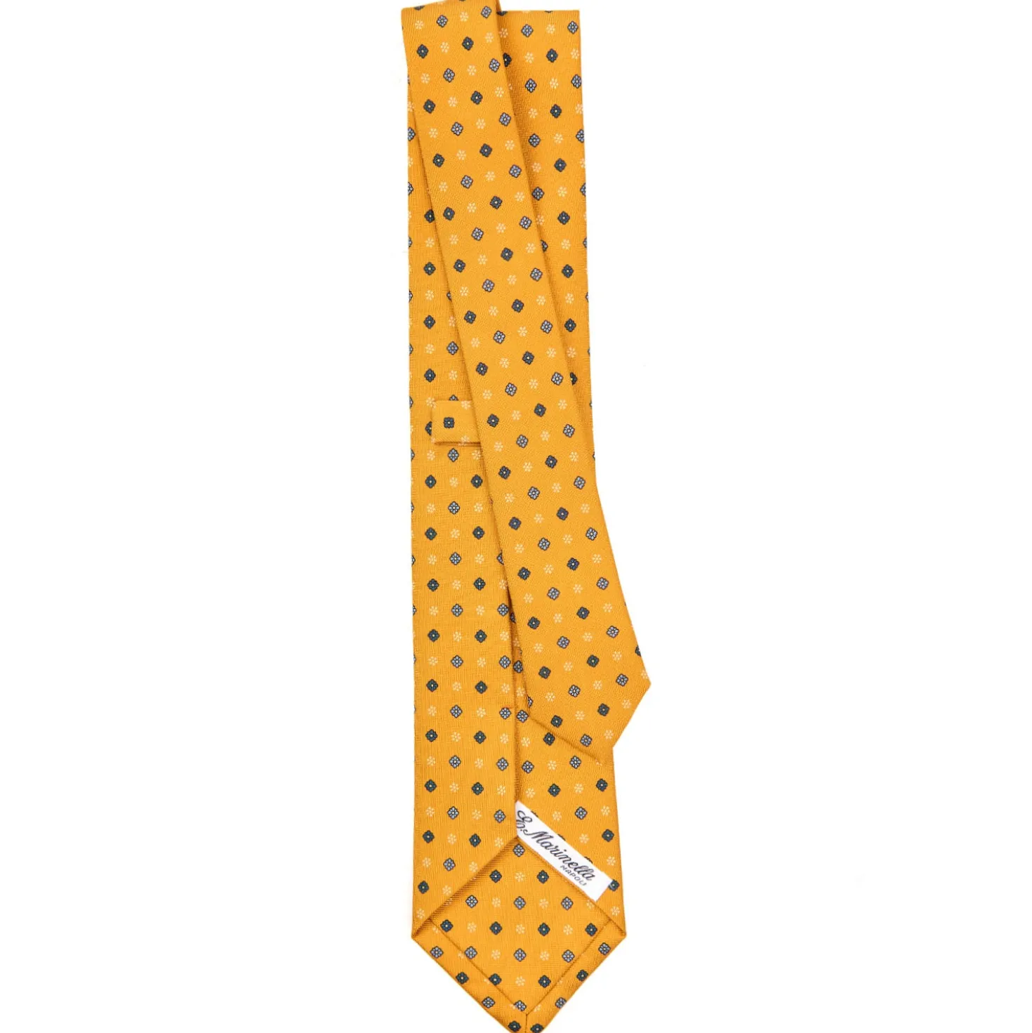 CRAVATTA SARTORIALE CLASSICA IN SETA GIALLA Microfantasia fiore