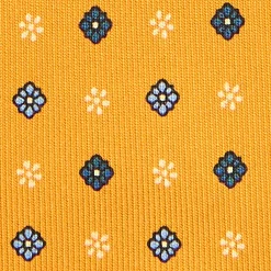 CRAVATTA SARTORIALE CLASSICA IN SETA GIALLA Microfantasia fiore