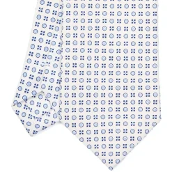 CRAVATTA SARTORIALE CLASSICA IN SETA BIANCA Microfantasia fiore
