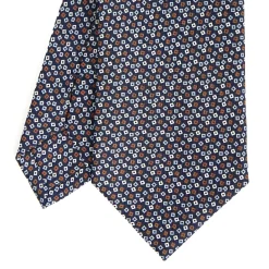 CRAVATTA SARTORIALE CLASSICA IN SETA BLU SCURO Microfantasia fiore
