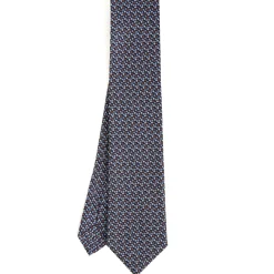 CRAVATTA SARTORIALE CLASSICA IN SETA BLU SCURO Microfantasia fiore