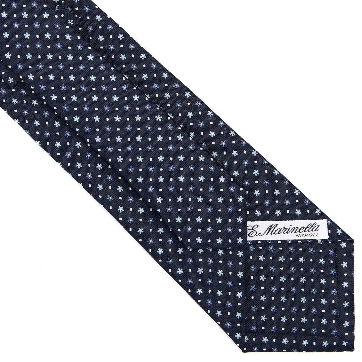 CRAVATTA SARTORIALE CLASSICA IN SETA BLU SCURO Microfantasia fiore