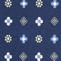 CRAVATTA SARTORIALE CLASSICA IN SETA BLU Microfantasia fiore