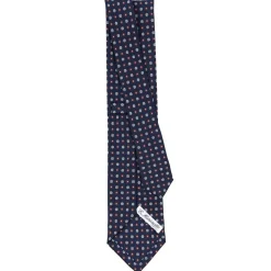 CRAVATTA SARTORIALE CLASSICA IN SETA BLU SCURO Microfantasia fiore