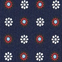 CRAVATTA SARTORIALE CLASSICA IN SETA BLU SCURO Microfantasia fiore