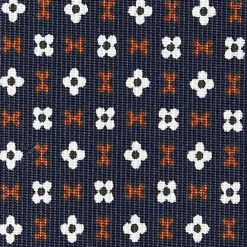 CRAVATTA SARTORIALE CLASSICA IN SETA BLU SCURO Microfantasia fiore