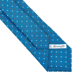 CRAVATTA SARTORIALE CLASSICA IN SETA BLU MEDIO Microfantasia fiore