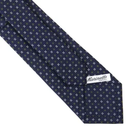 CRAVATTA SARTORIALE CLASSICA IN SETA BLU SCURO Microfantasia fiore