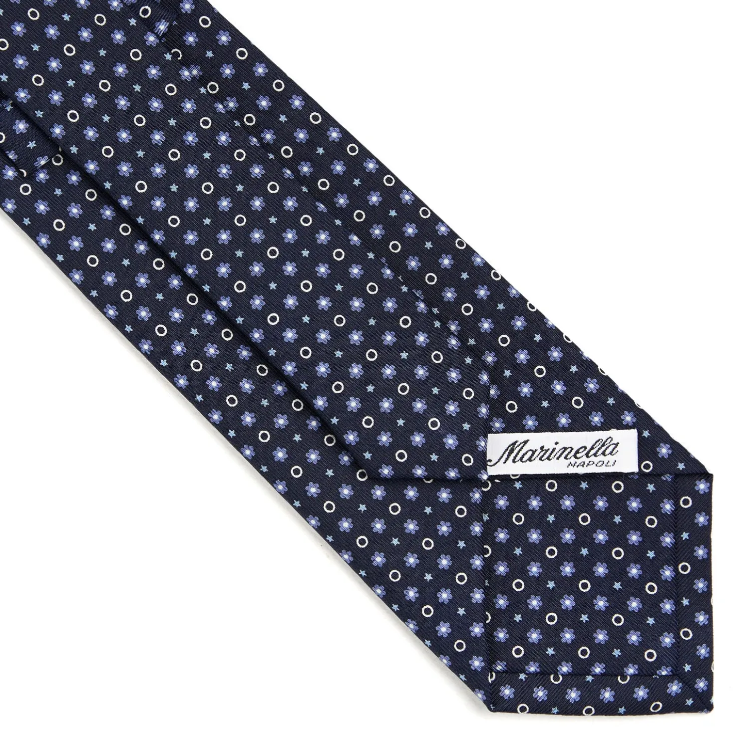 CRAVATTA SARTORIALE CLASSICA IN SETA BLU SCURO Microfantasia fiore