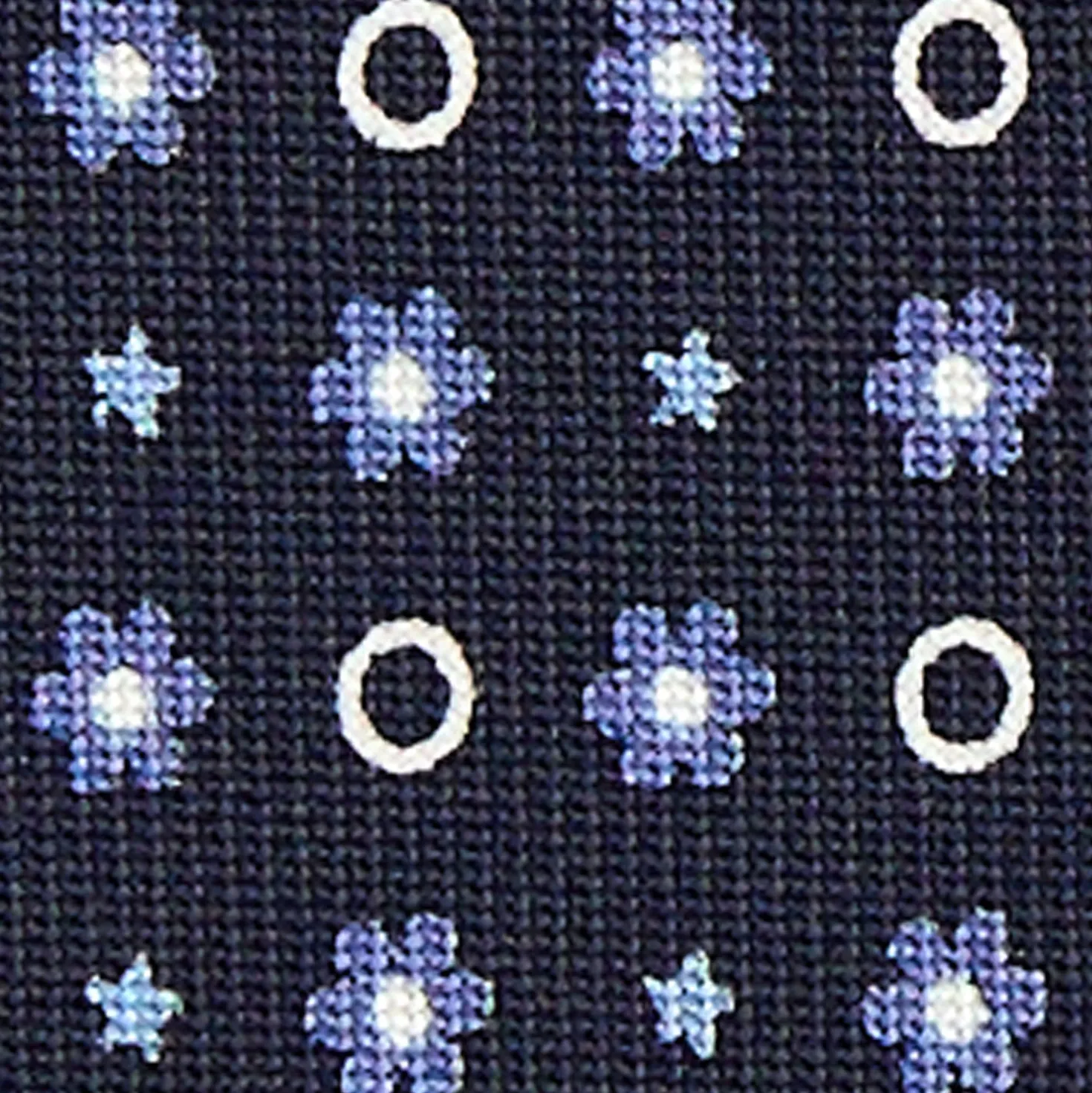 CRAVATTA SARTORIALE CLASSICA IN SETA BLU SCURO Microfantasia fiore