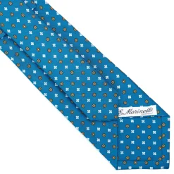 CRAVATTA SARTORIALE CLASSICA IN SETA BLU MEDIO Microfantasia fiore