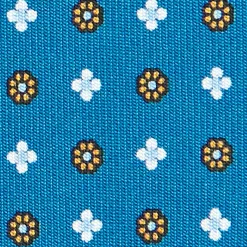 CRAVATTA SARTORIALE CLASSICA IN SETA BLU MEDIO Microfantasia fiore