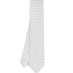CRAVATTA SARTORIALE CLASSICA IN SETA BIANCA Microfantasia fiore
