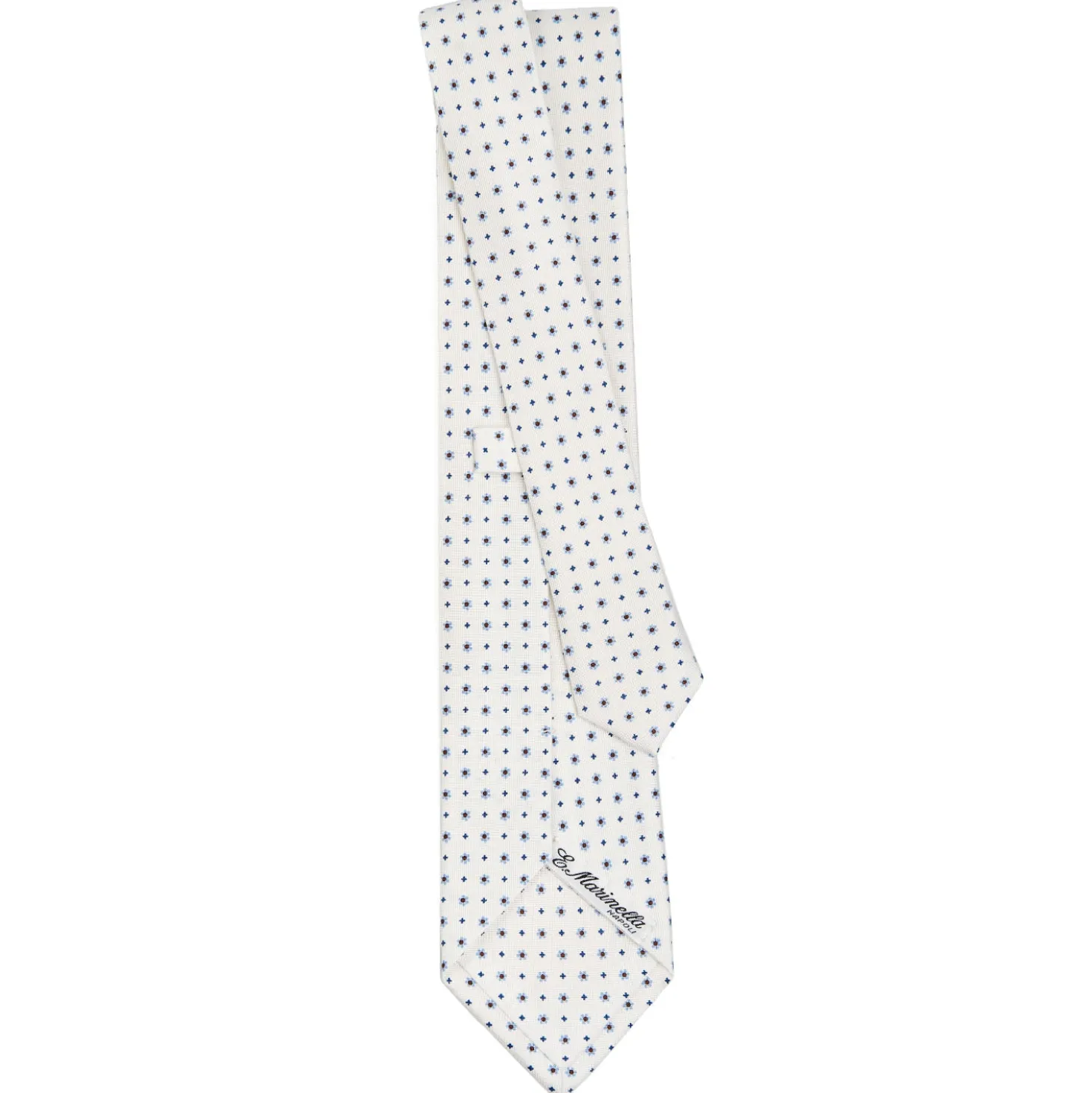 CRAVATTA SARTORIALE CLASSICA IN SETA BIANCA Microfantasia fiore