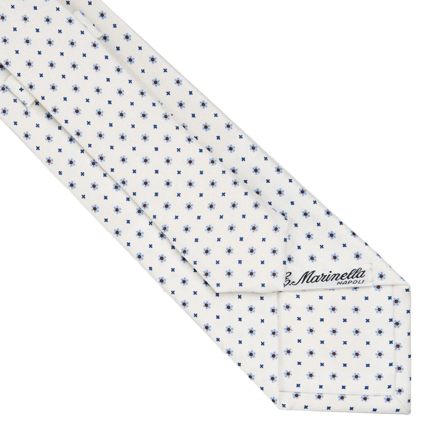 CRAVATTA SARTORIALE CLASSICA IN SETA BIANCA Microfantasia fiore
