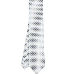 CRAVATTA SARTORIALE CLASSICA IN SETA BIANCA Microfantasia fiore