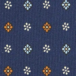 CRAVATTA SARTORIALE CLASSICA IN SETA BLU Microfantasia fiore