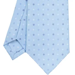 CRAVATTA SARTORIALE CLASSICA IN SETA AZZURRA Microfantasia fiore