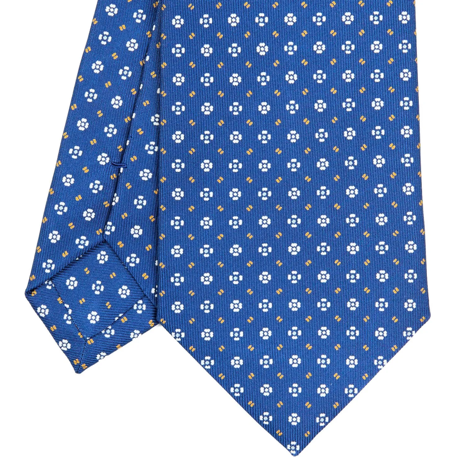 CRAVATTA SARTORIALE CLASSICA IN SETA BLU Microfantasia fiore