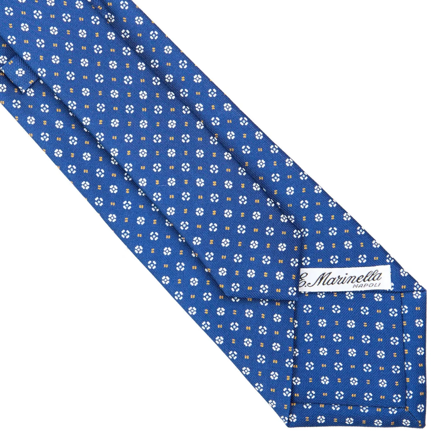 CRAVATTA SARTORIALE CLASSICA IN SETA BLU Microfantasia fiore