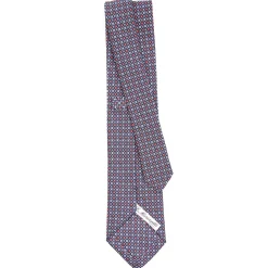 CRAVATTA SARTORIALE CLASSICA IN SETA BLU SCURO Microfantasia fiore