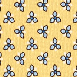 CRAVATTA SARTORIALE CLASSICA IN SETA GIALLA Microfantasia fiore