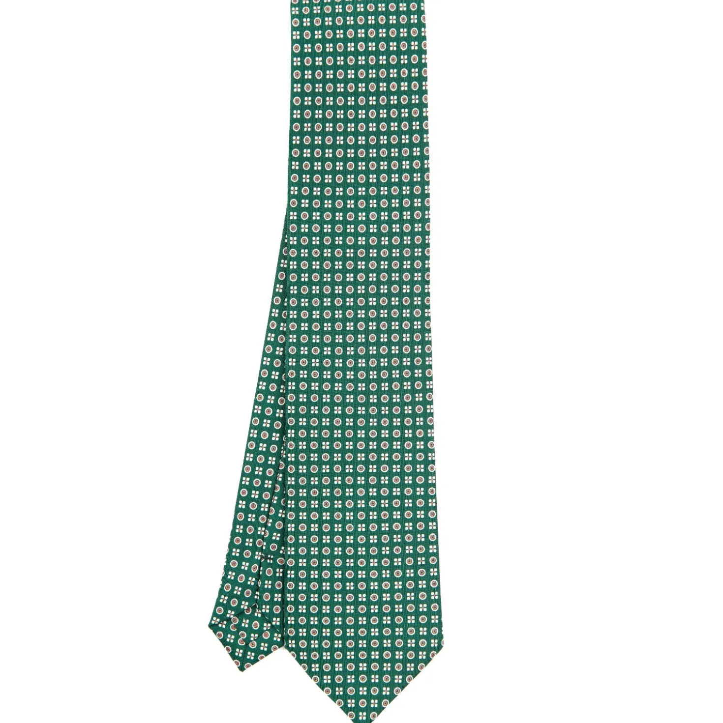 CRAVATTA SARTORIALE CLASSICA IN SETA VERDE SCURO Microfantasia fiore