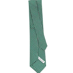 CRAVATTA SARTORIALE CLASSICA IN SETA VERDE SCURO Microfantasia fiore