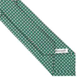 CRAVATTA SARTORIALE CLASSICA IN SETA VERDE SCURO Microfantasia fiore