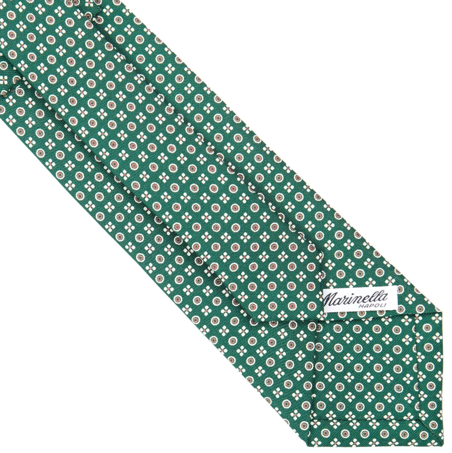 CRAVATTA SARTORIALE CLASSICA IN SETA VERDE SCURO Microfantasia fiore