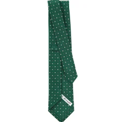 CRAVATTA SARTORIALE CLASSICA IN SETA VERDE OLIVA Microfantasia fiore