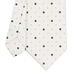 CRAVATTA SARTORIALE CLASSICA IN SETA BIANCA Microfantasia fiore
