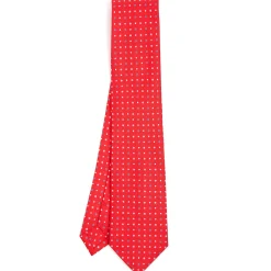 CRAVATTA SARTORIALE CLASSICA IN SETA ROSSA Microfantasia fiore