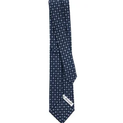 CRAVATTA SARTORIALE CLASSICA IN SETA BLU SCURO Microfantasia fiore