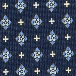 CRAVATTA SARTORIALE CLASSICA IN SETA BLU SCURO Microfantasia fiore