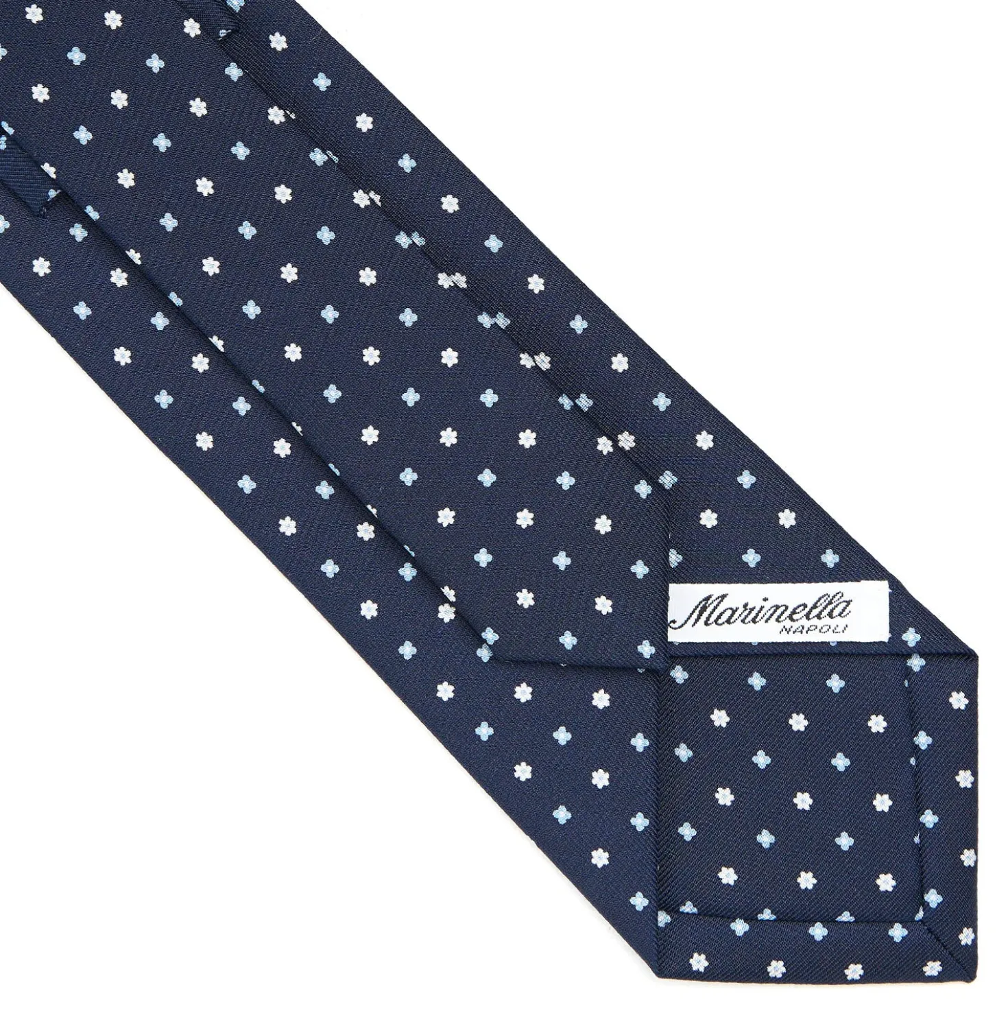 CRAVATTA SARTORIALE CLASSICA IN SETA BLU SCURO Microfantasia fiore