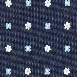 CRAVATTA SARTORIALE CLASSICA IN SETA BLU SCURO Microfantasia fiore