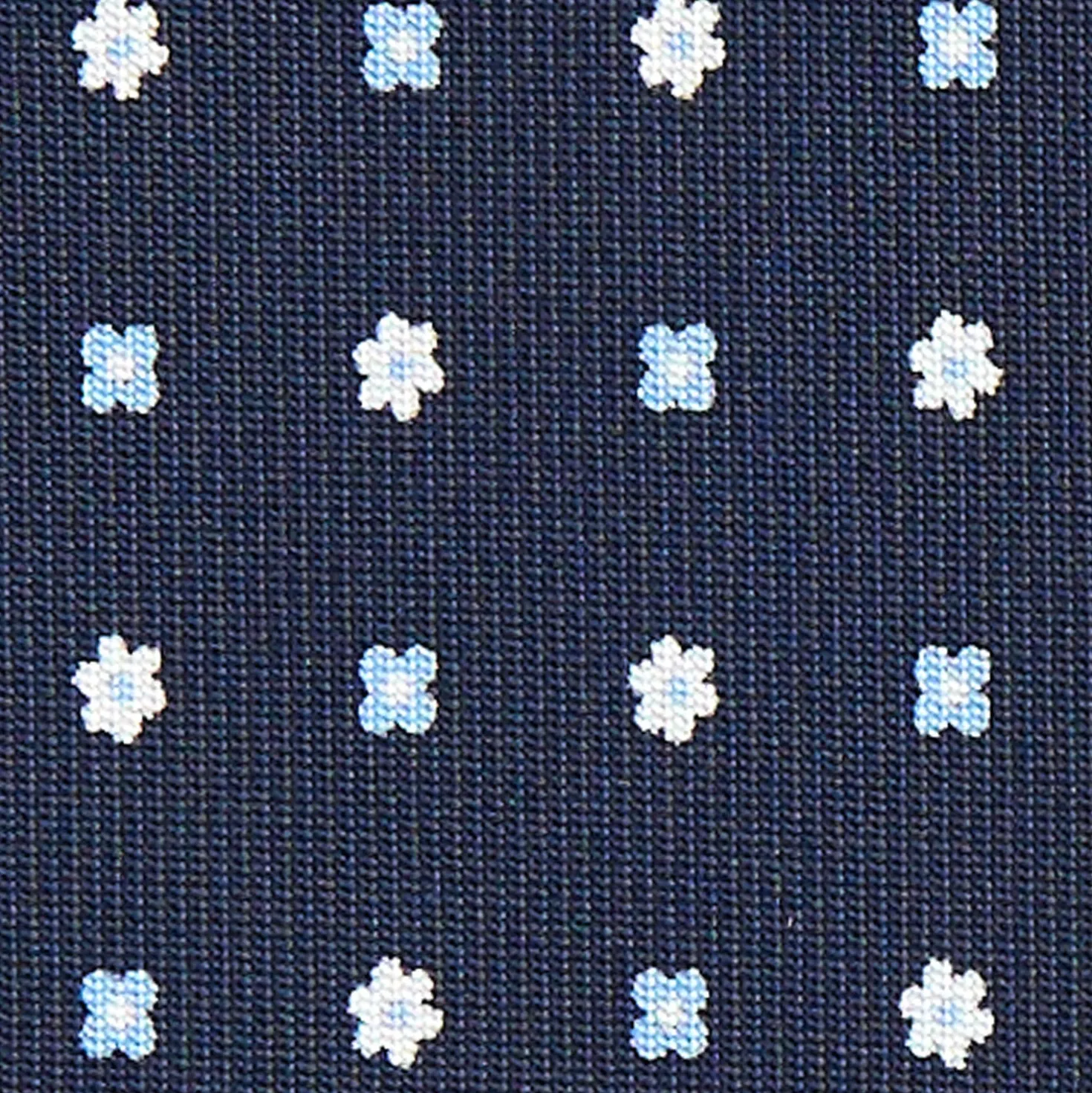 CRAVATTA SARTORIALE CLASSICA IN SETA BLU SCURO Microfantasia fiore