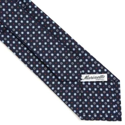CRAVATTA SARTORIALE CLASSICA IN SETA BLU SCURO Microfantasia fiore