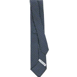CRAVATTA SARTORIALE CLASSICA IN SETA BLU SCURO Microfantasia fiore