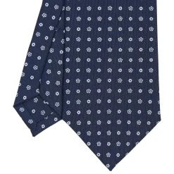 CRAVATTA SARTORIALE CLASSICA IN SETA BLU SCURO Microfantasia fiore